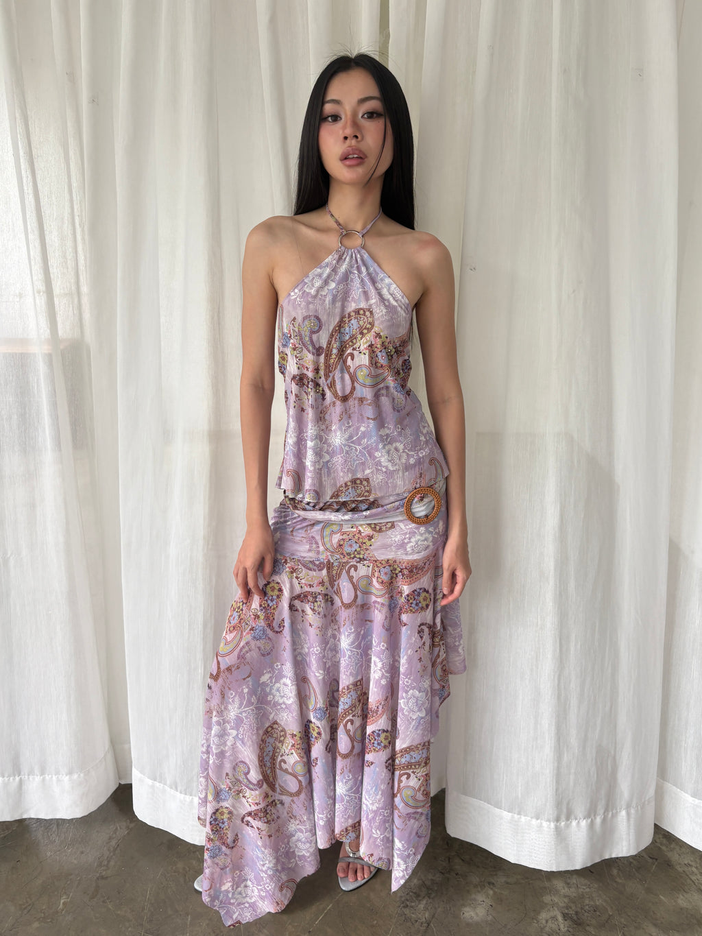 Lilac paisley halter set