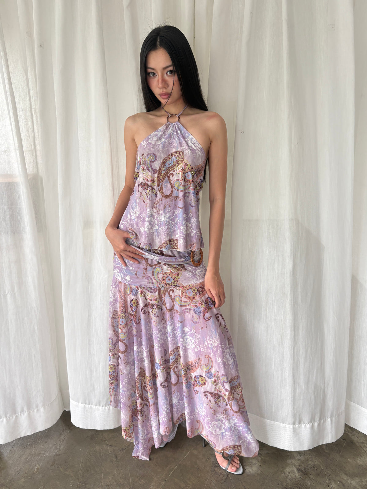 Lilac paisley halter set