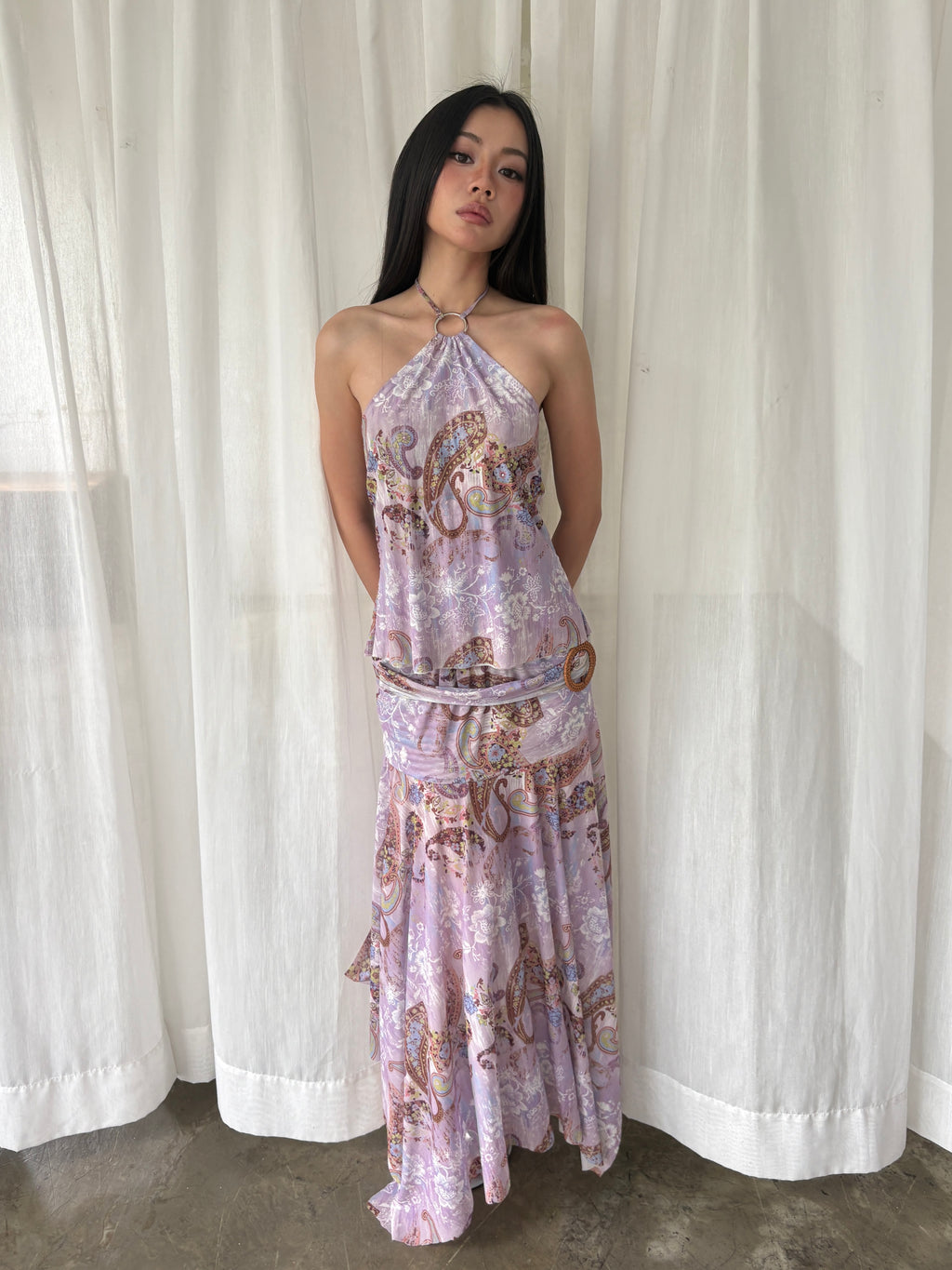 Lilac paisley halter set