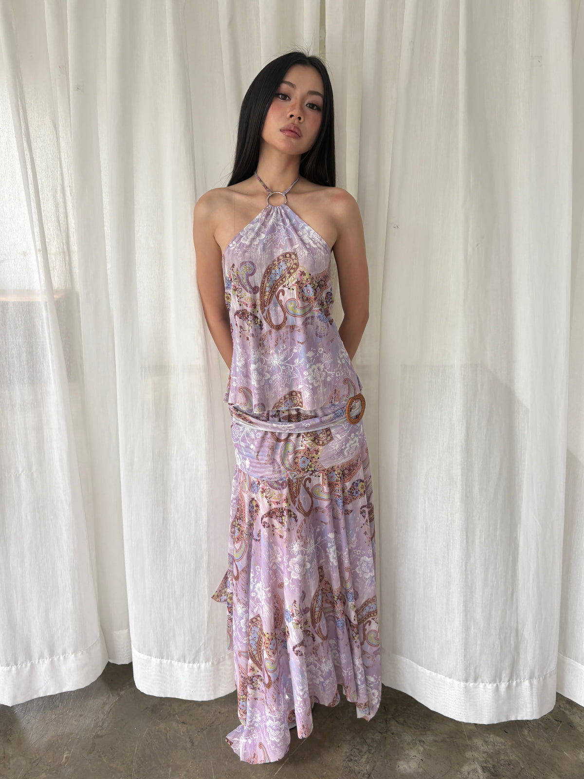 Lilac paisley halter set