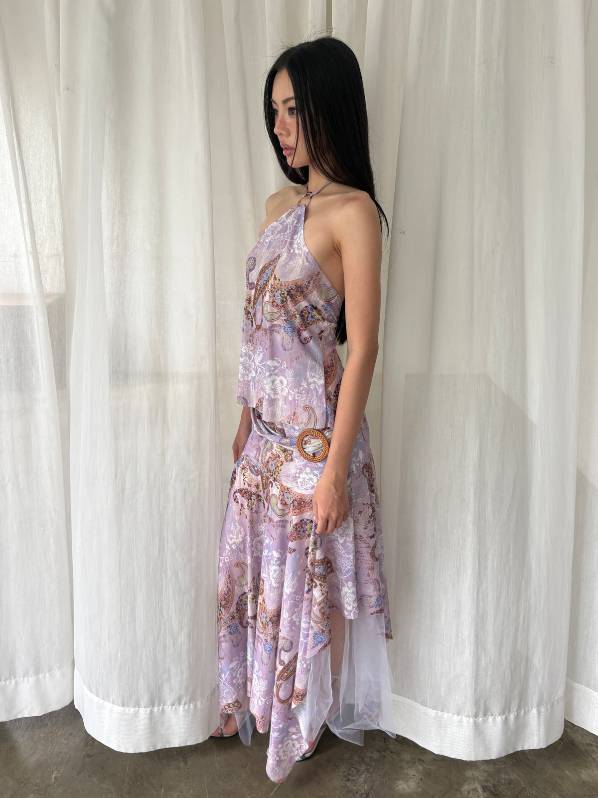 Lilac paisley halter set