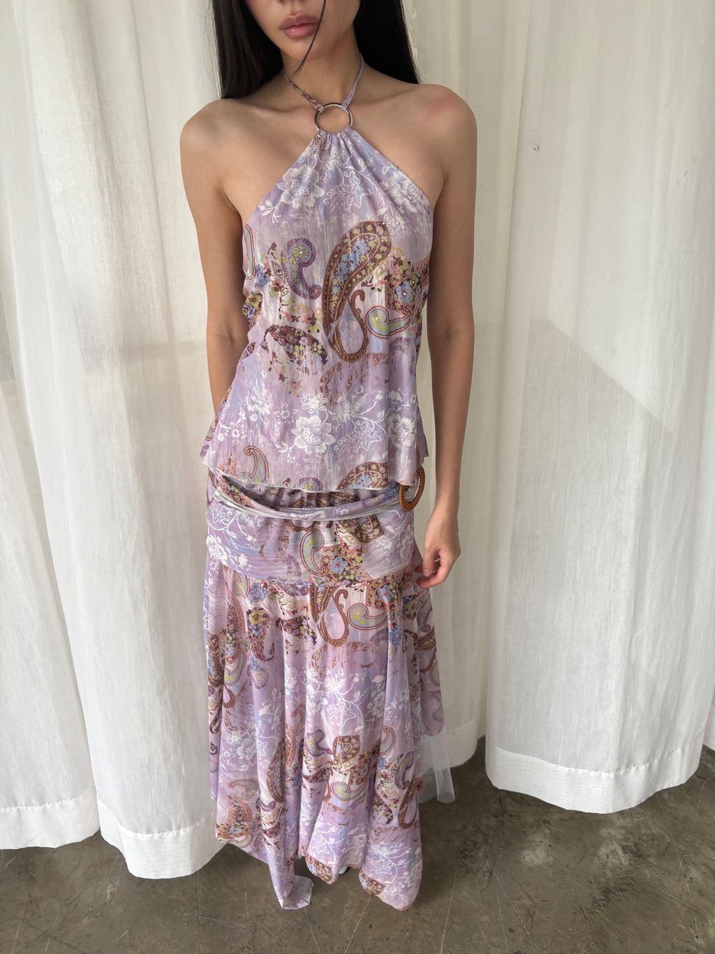 Lilac paisley halter set