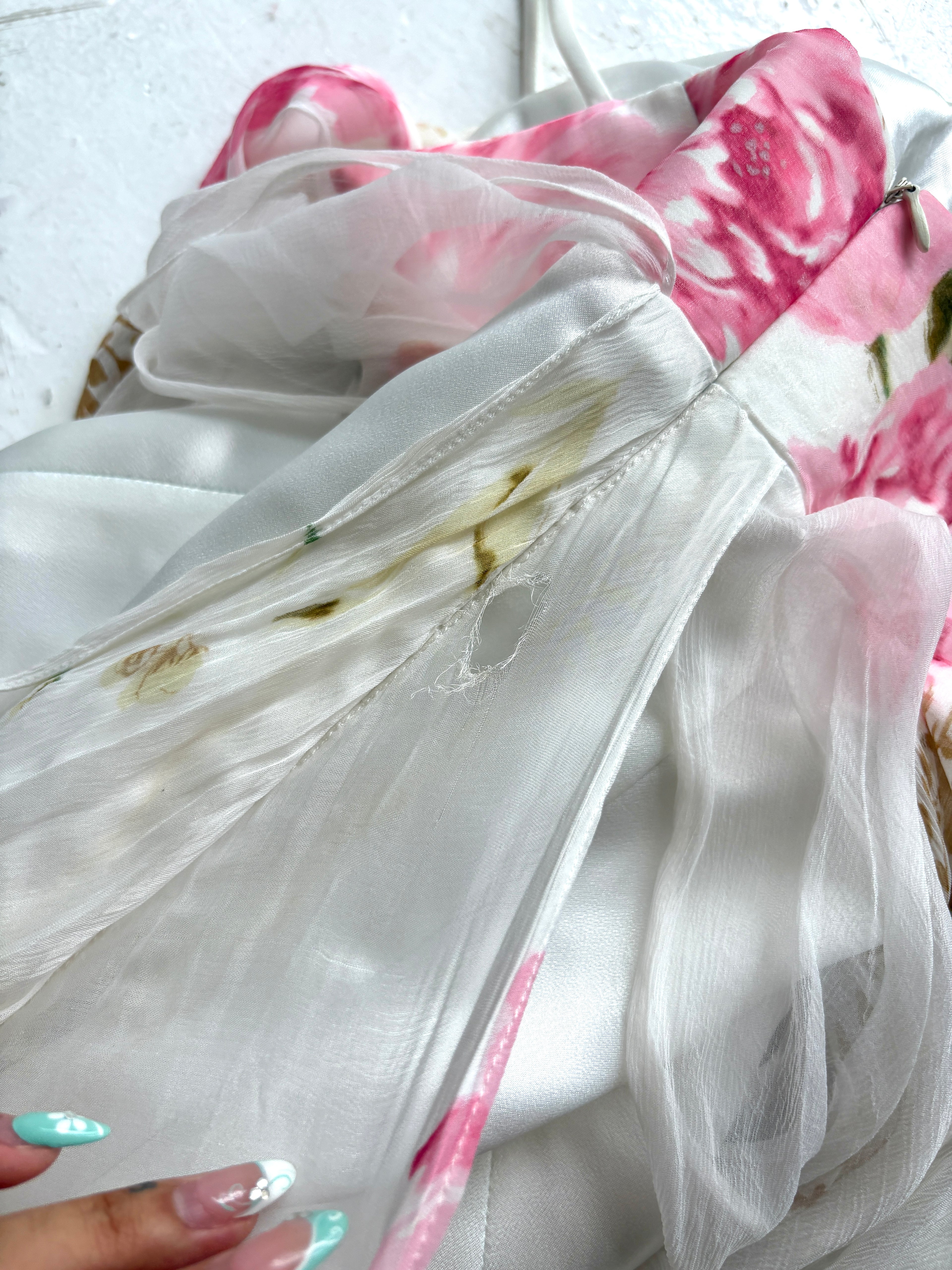 Ivory floral silk gown