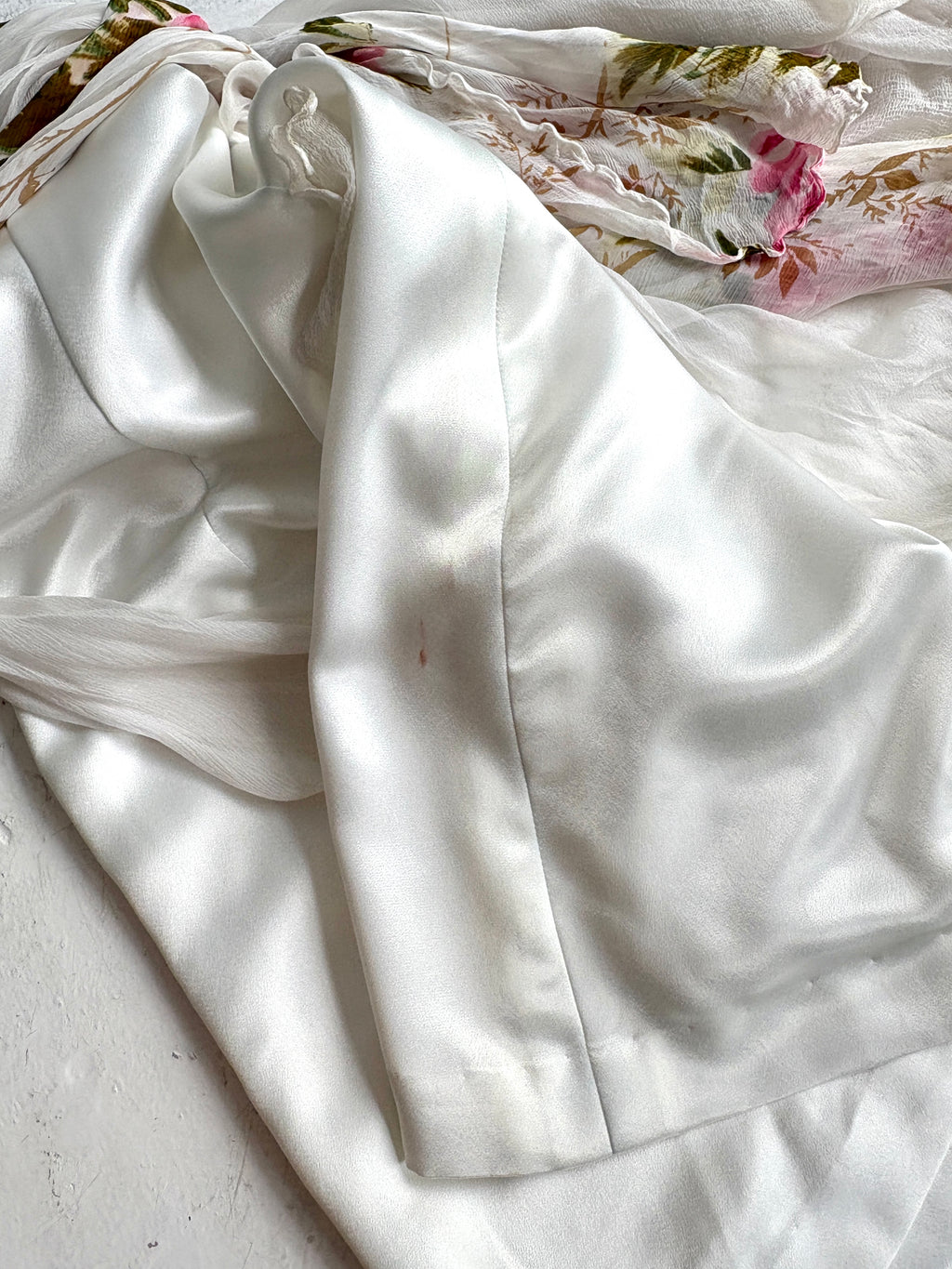 Ivory floral silk gown