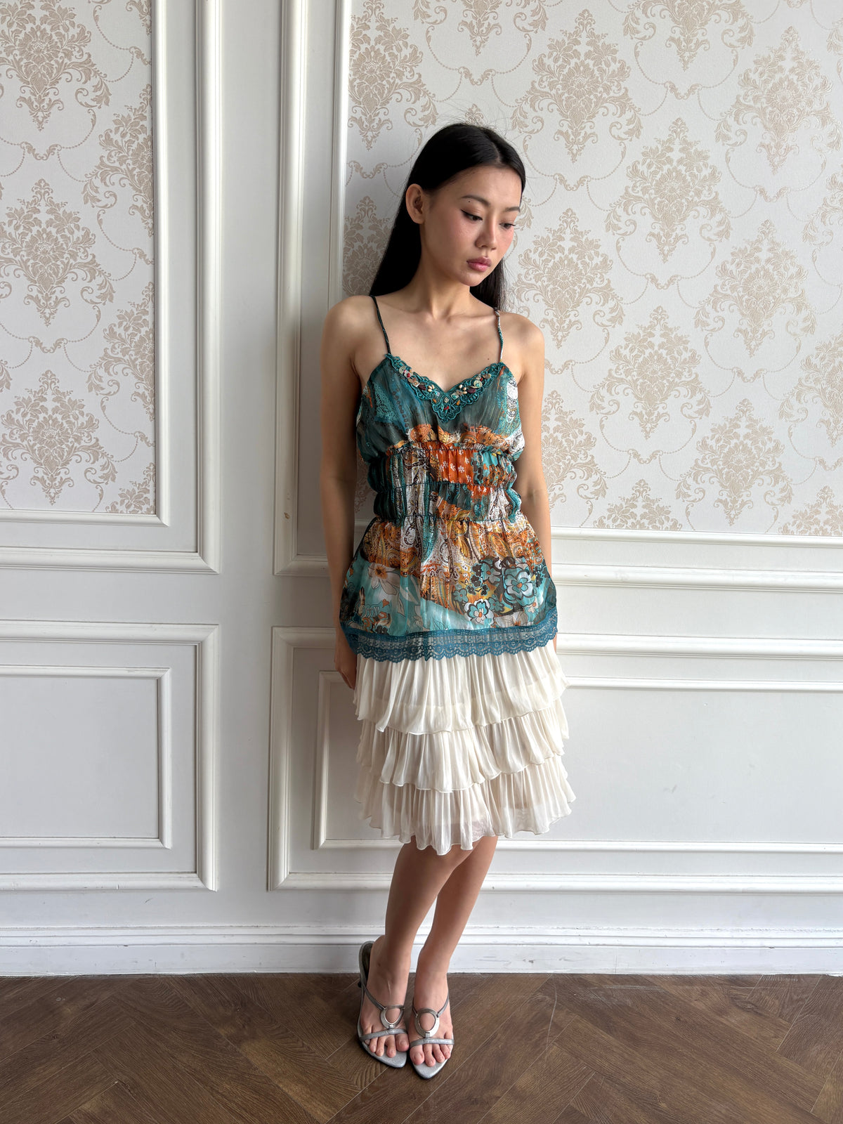 Turquoise beaded camisole