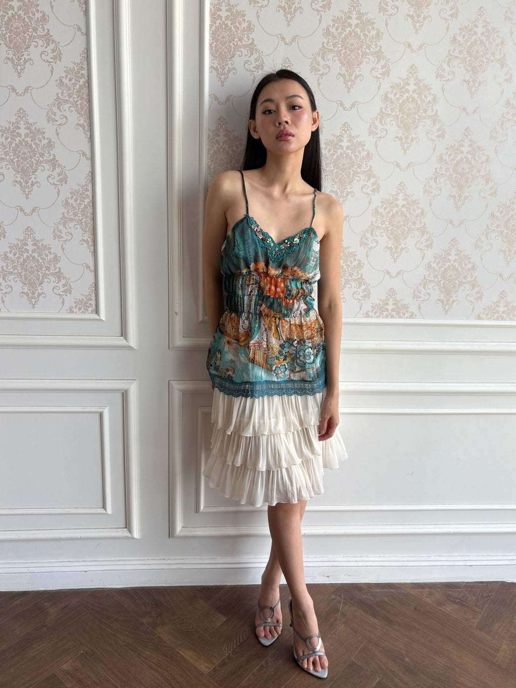 Turquoise beaded camisole