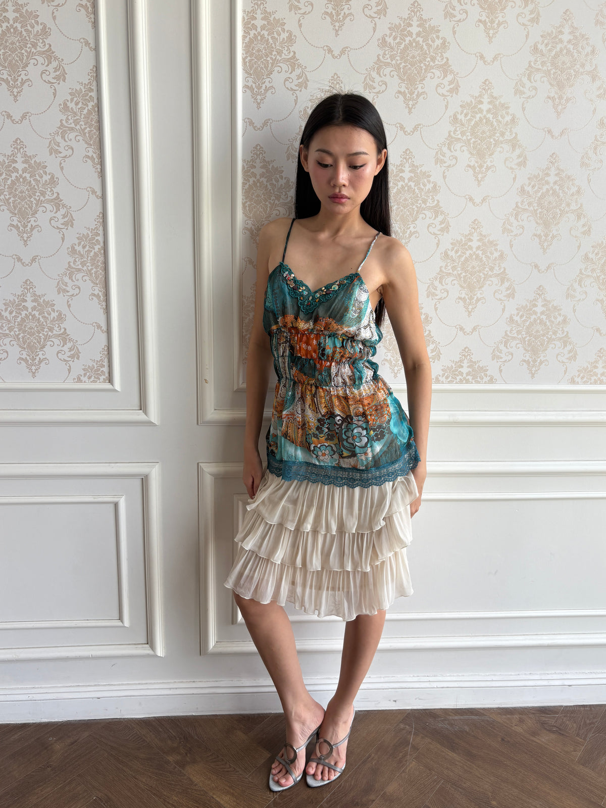 Turquoise beaded camisole