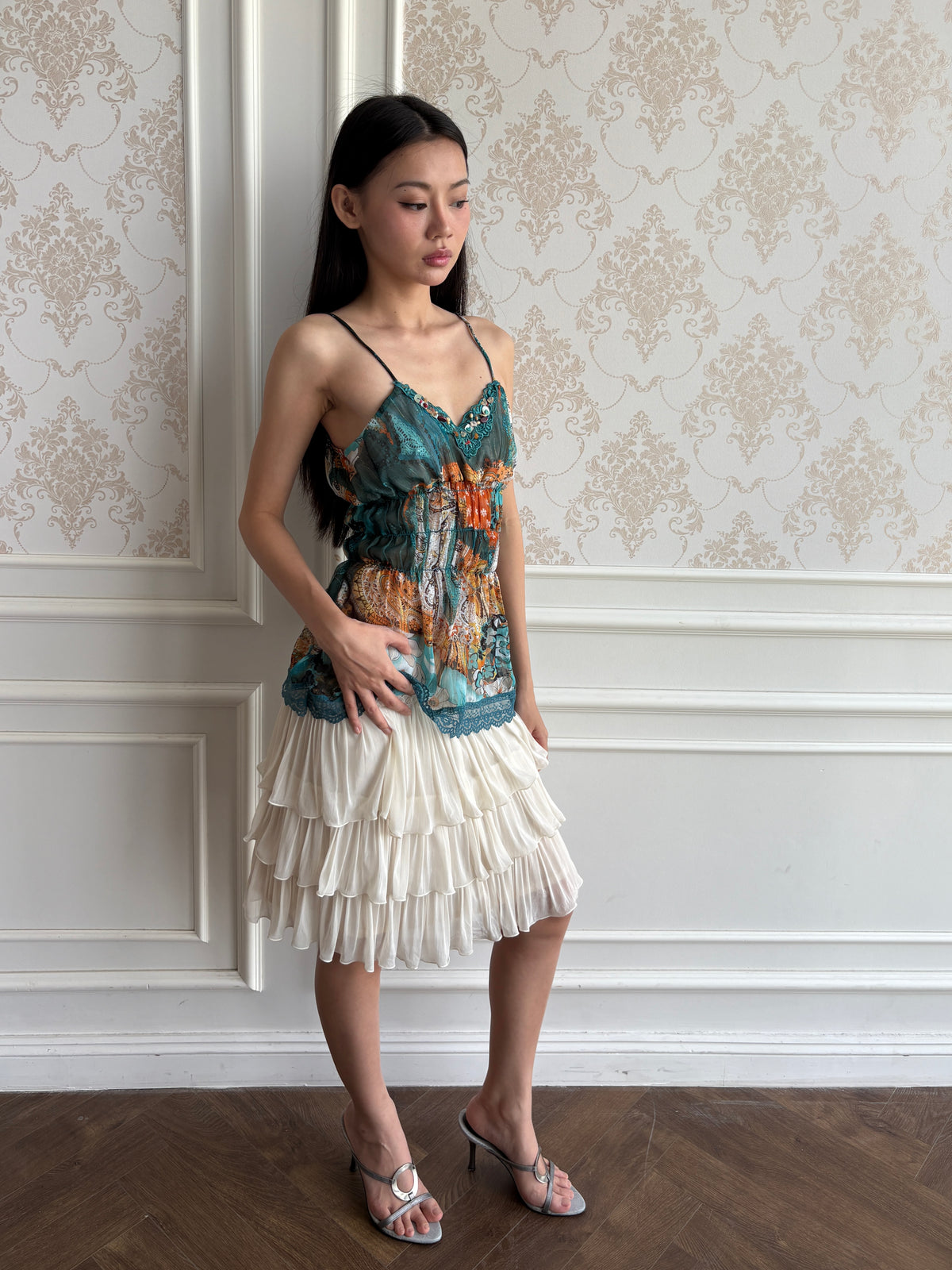 Turquoise beaded camisole