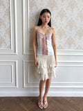 Pink lace cutout halter