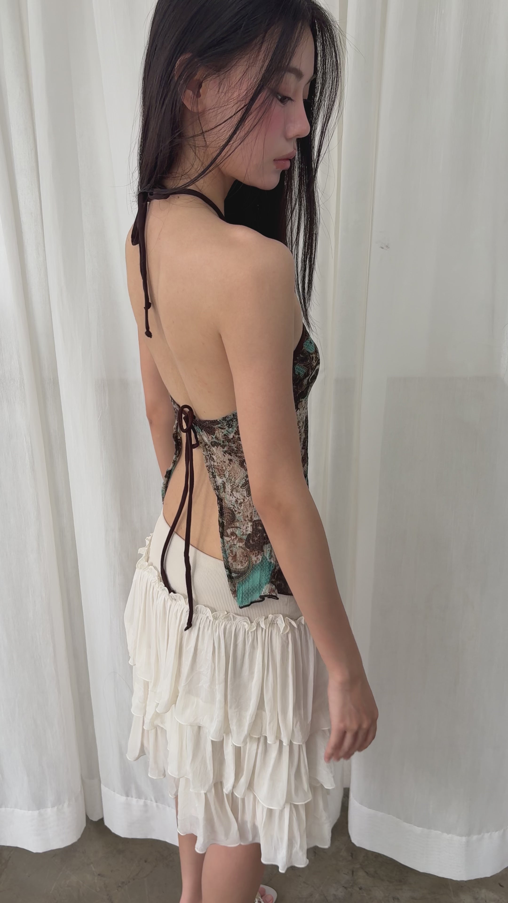 Paisley open back halter top