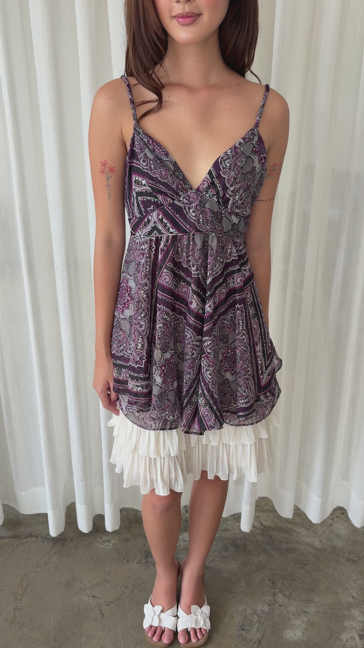 Purple paisley babydoll dress