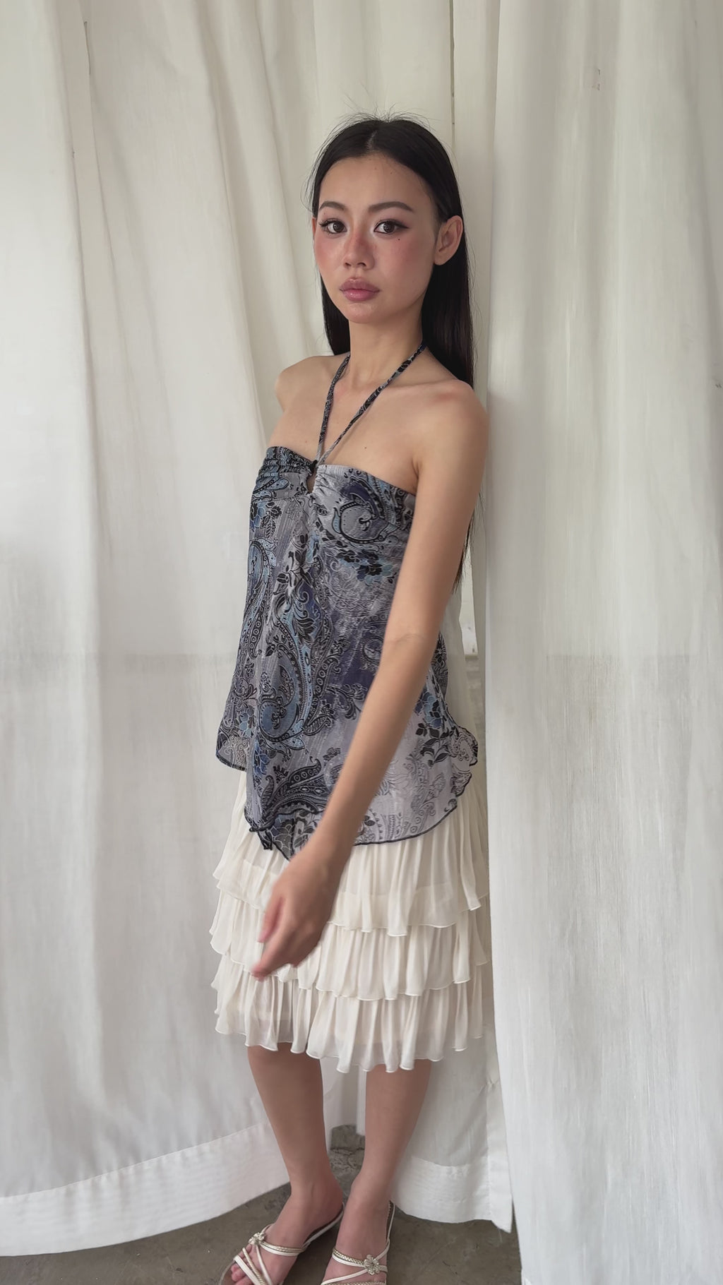 Blue paisley convertible halter