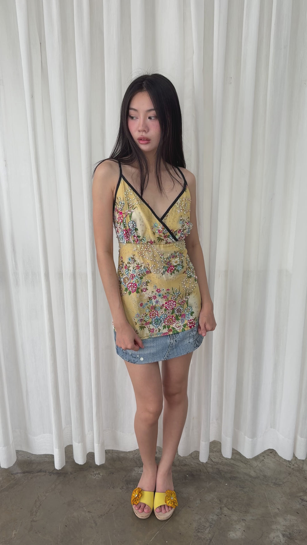 Beaded floral camisole