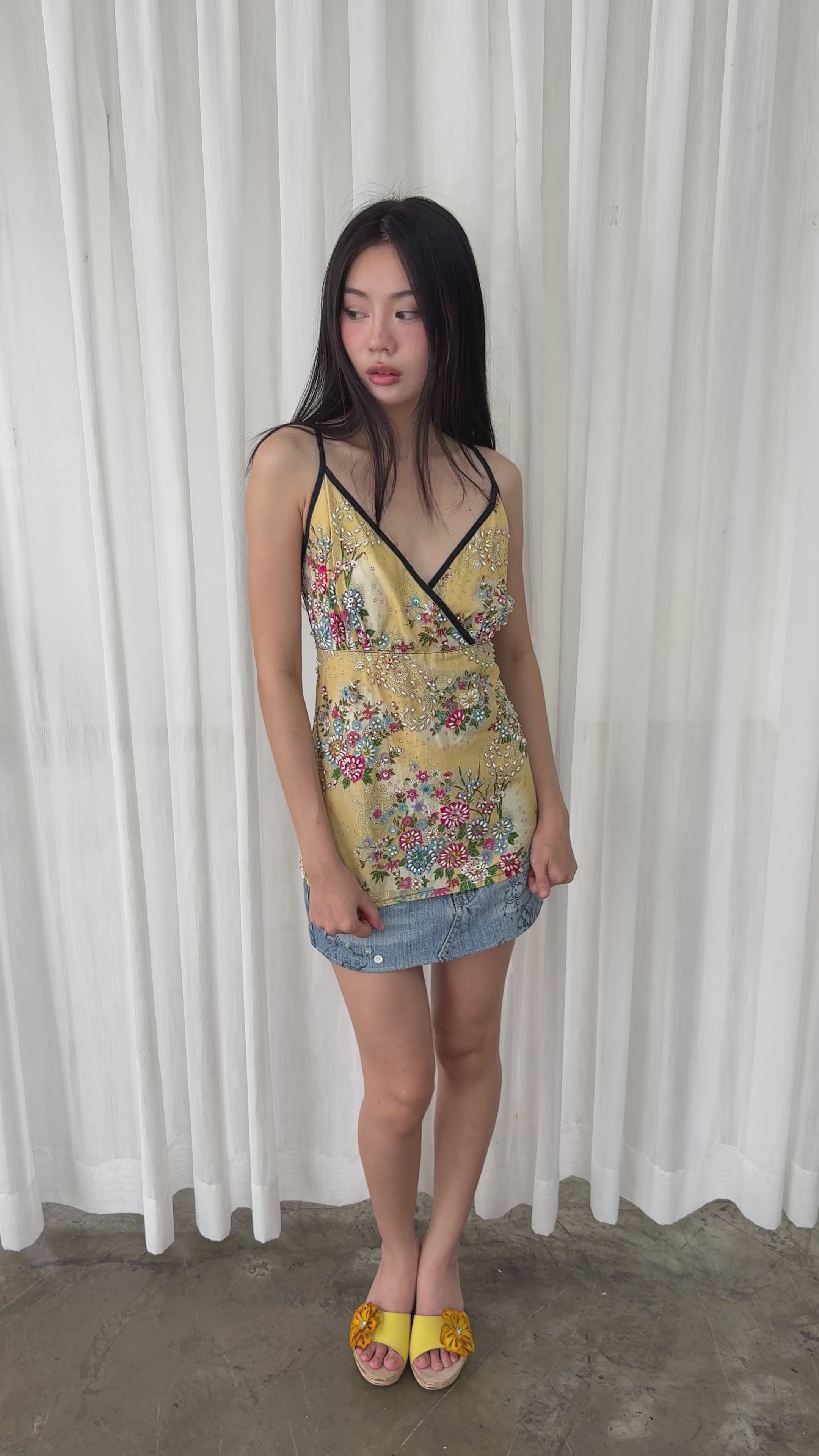 Beaded floral camisole