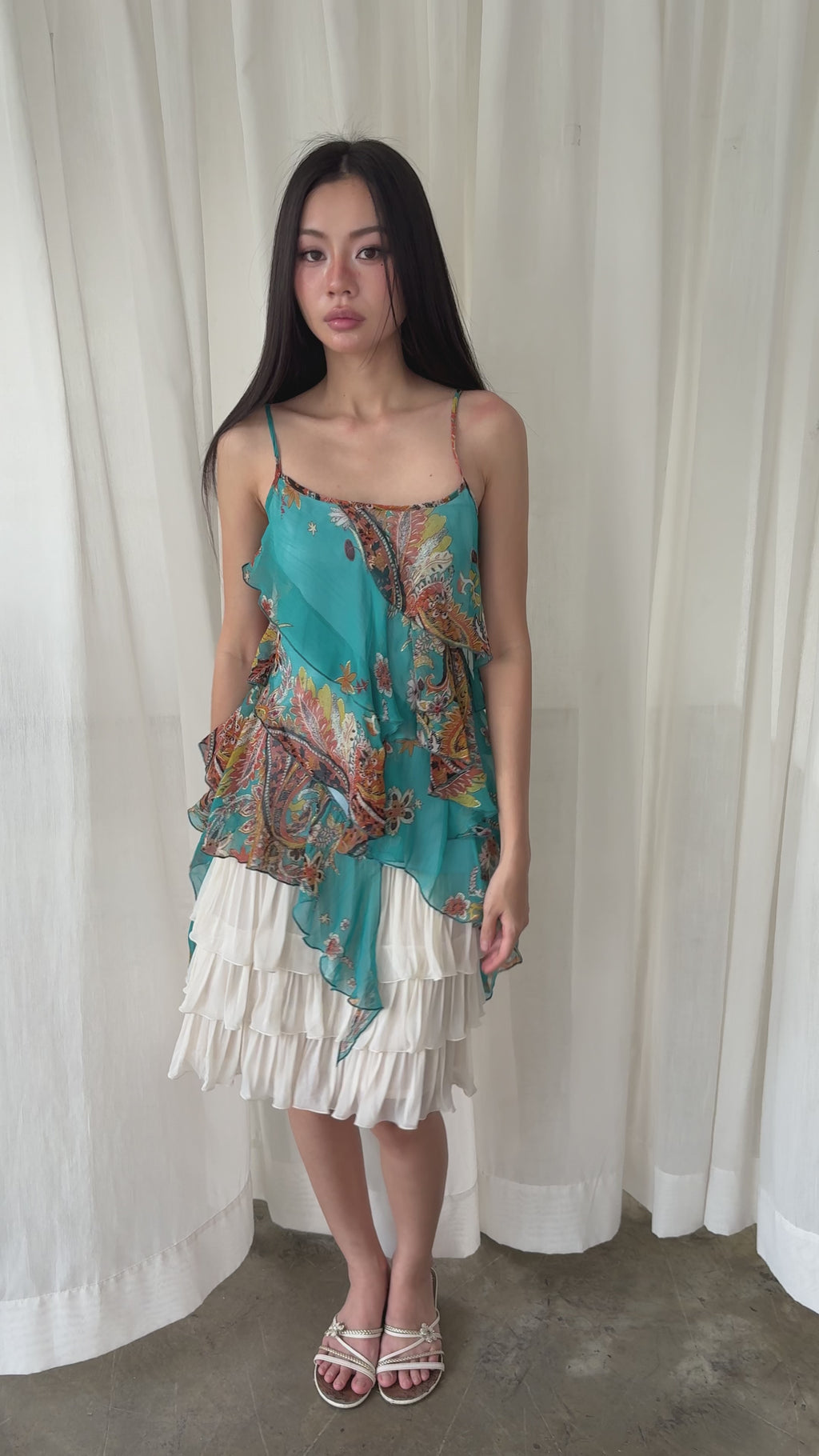 Turquoise paisley handkerchief camisole