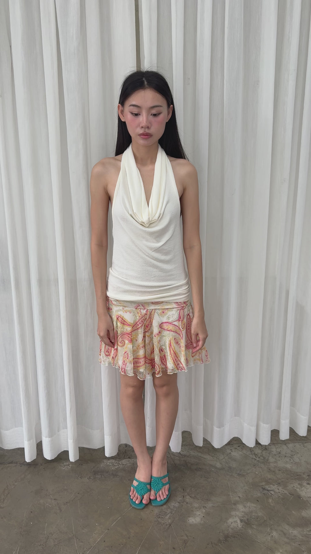 Flare paisley mini skirt
