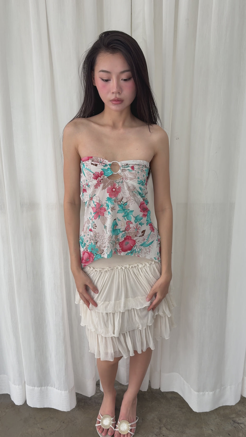 Floral ring detail tube top
