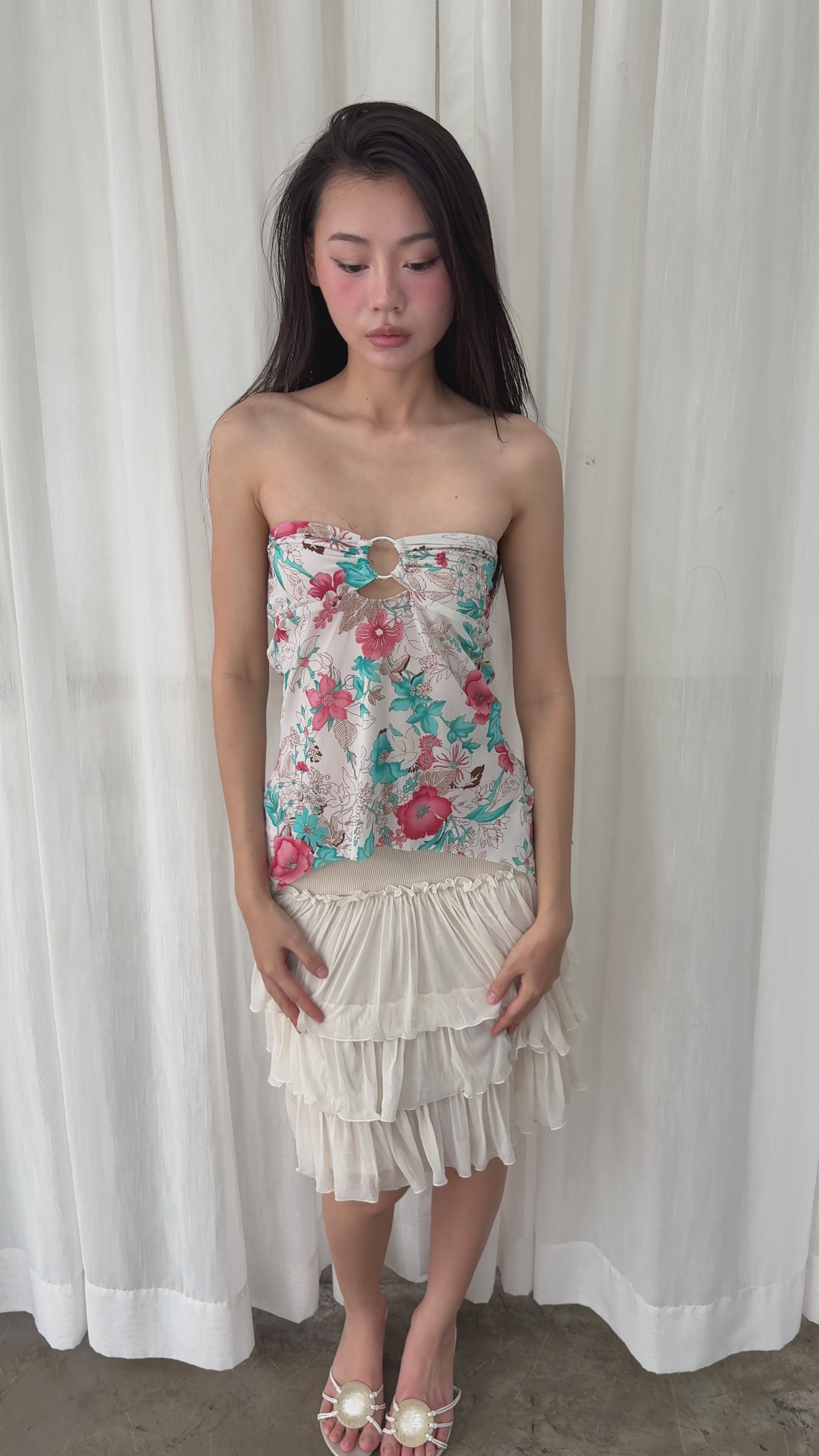 Floral ring detail tube top