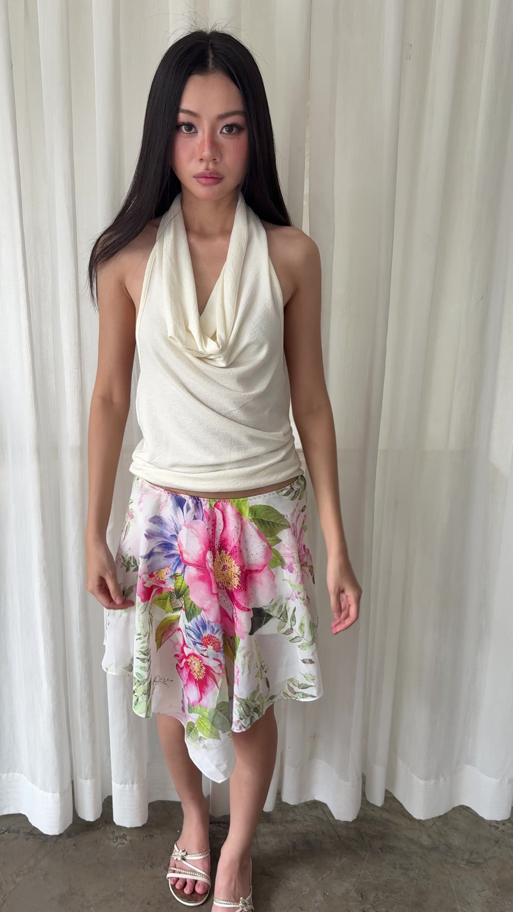 Floral rhinestone skirt