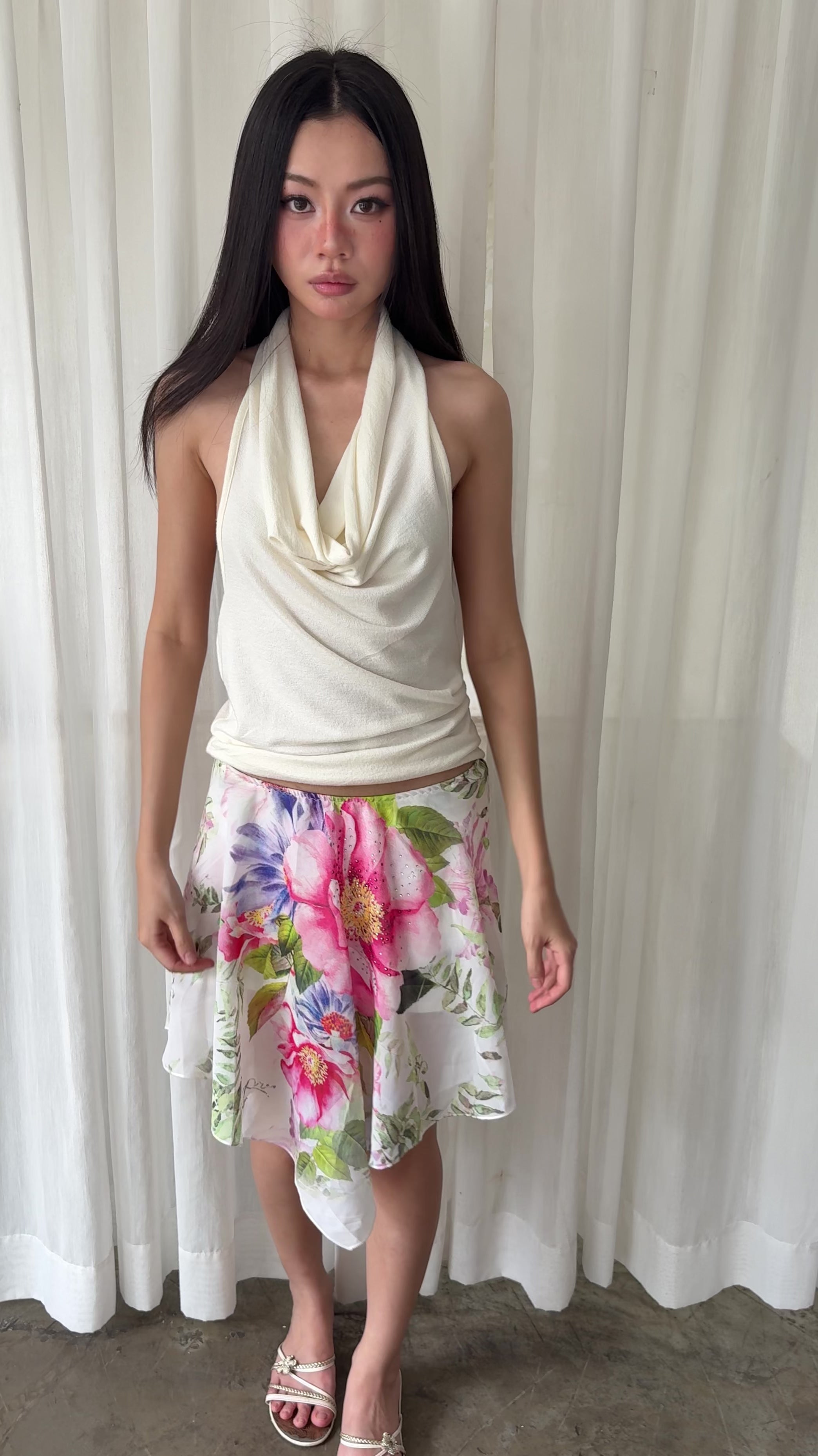 Floral rhinestone skirt