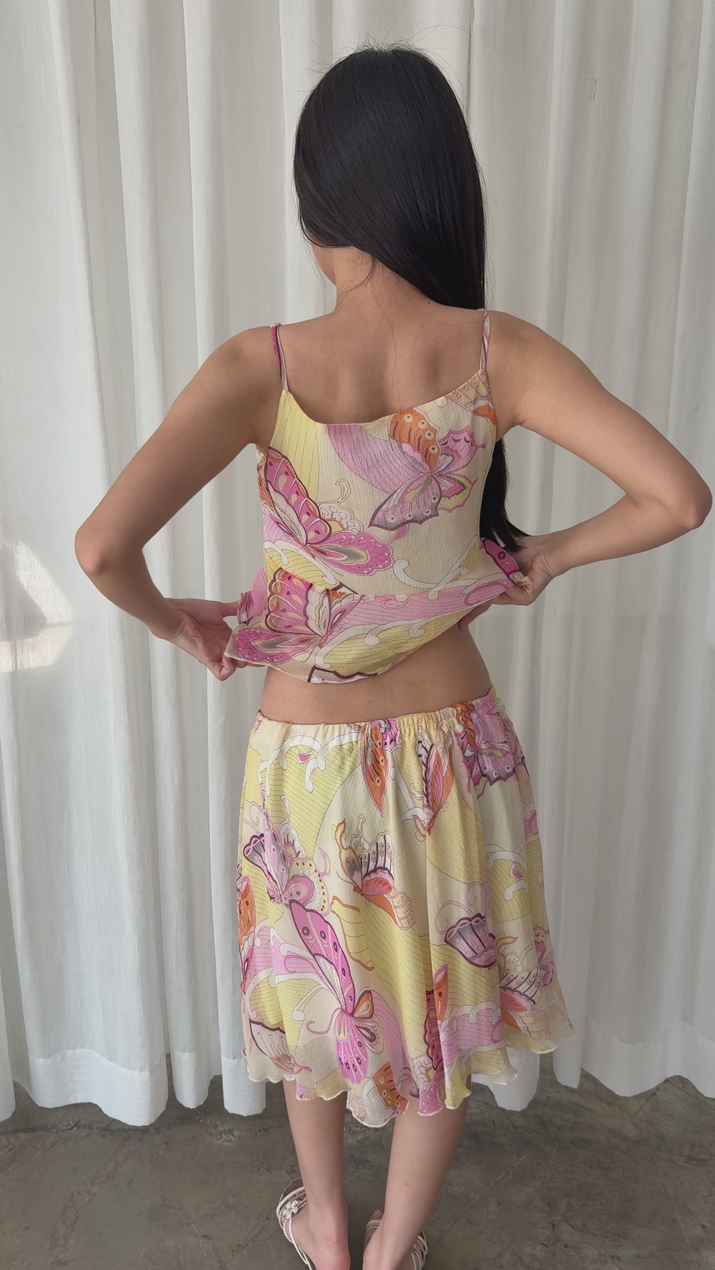Butterfly garden silk set