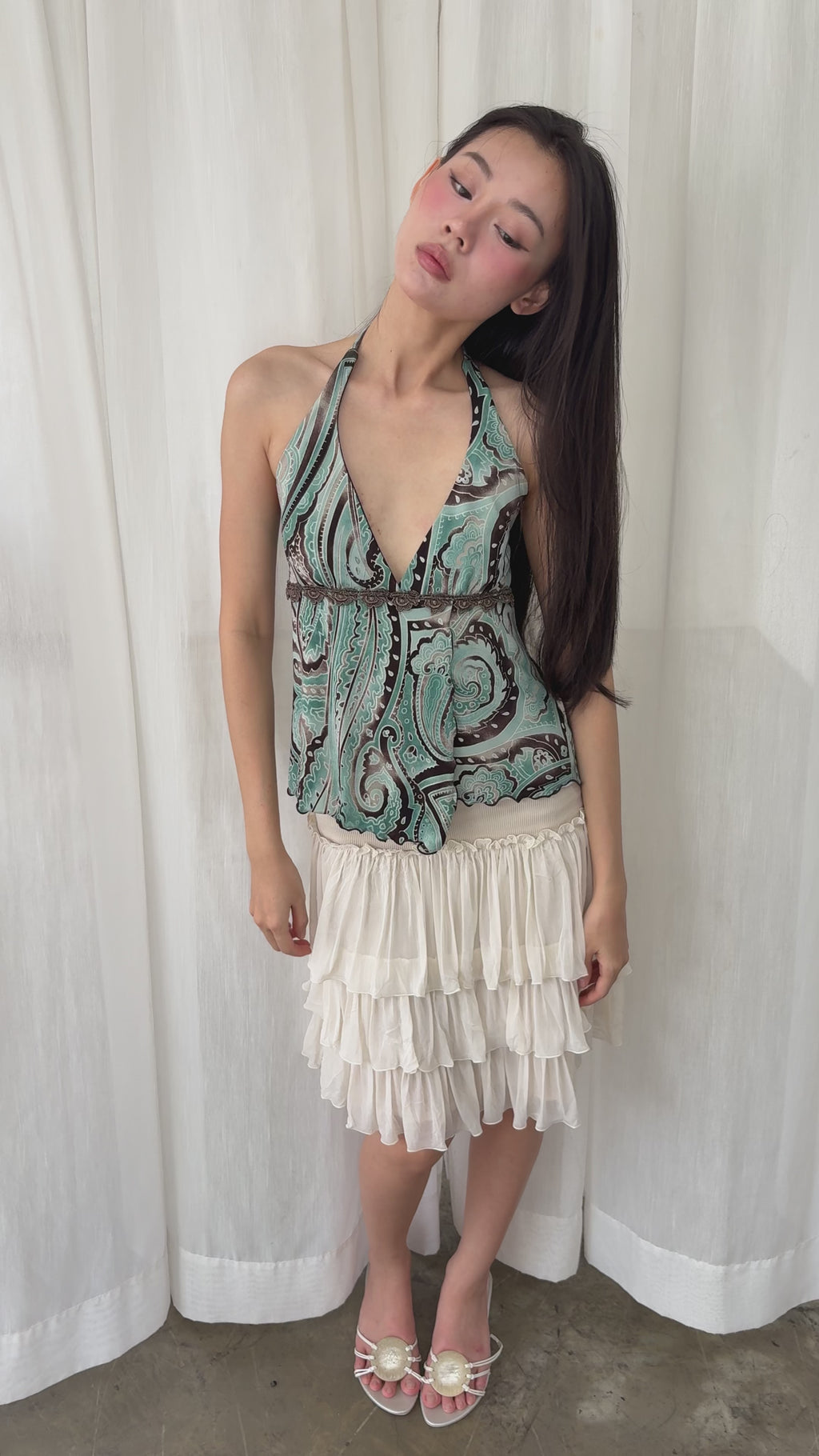 Turquoise swirl halter top