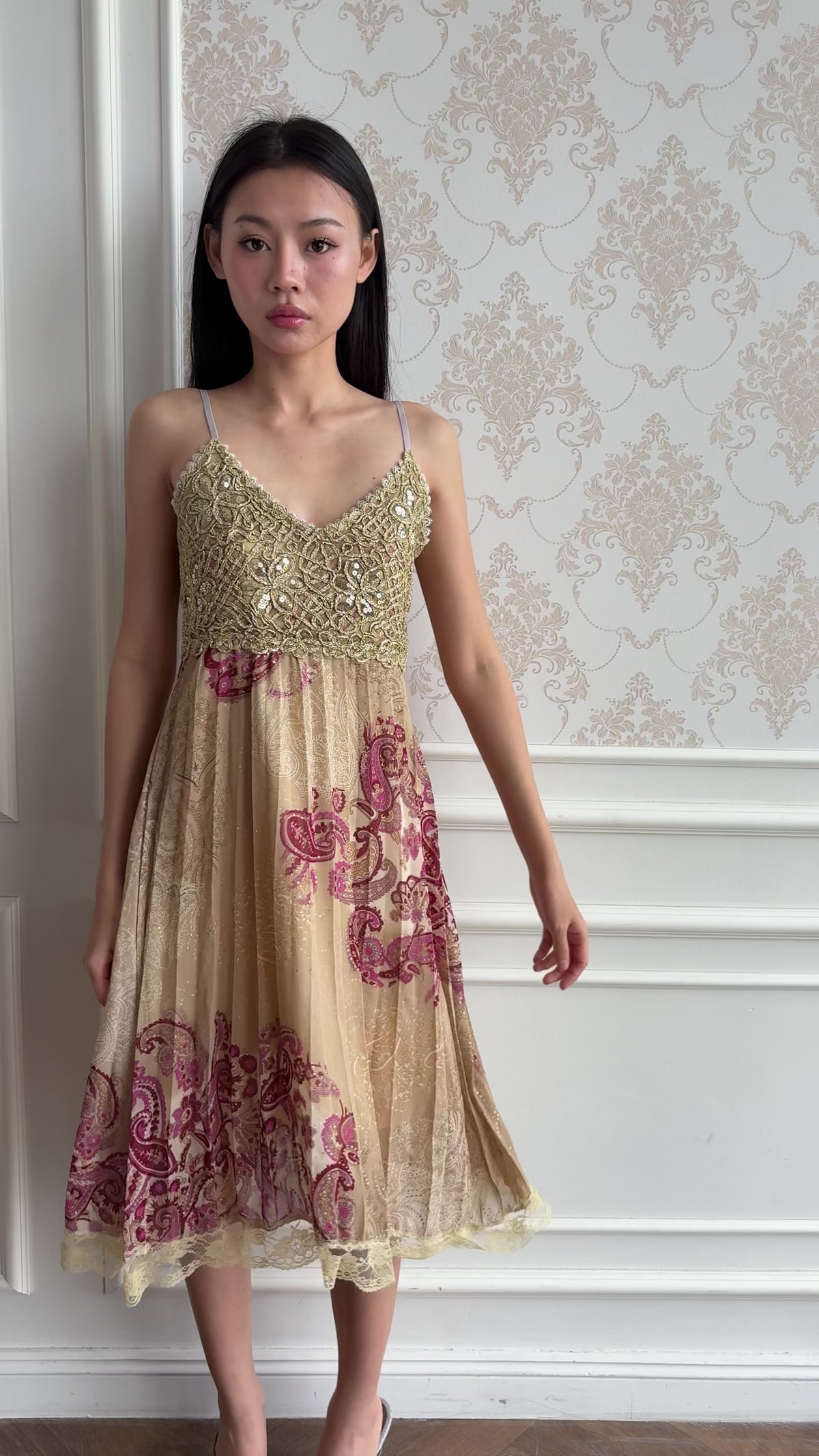 Champagne paisley dress