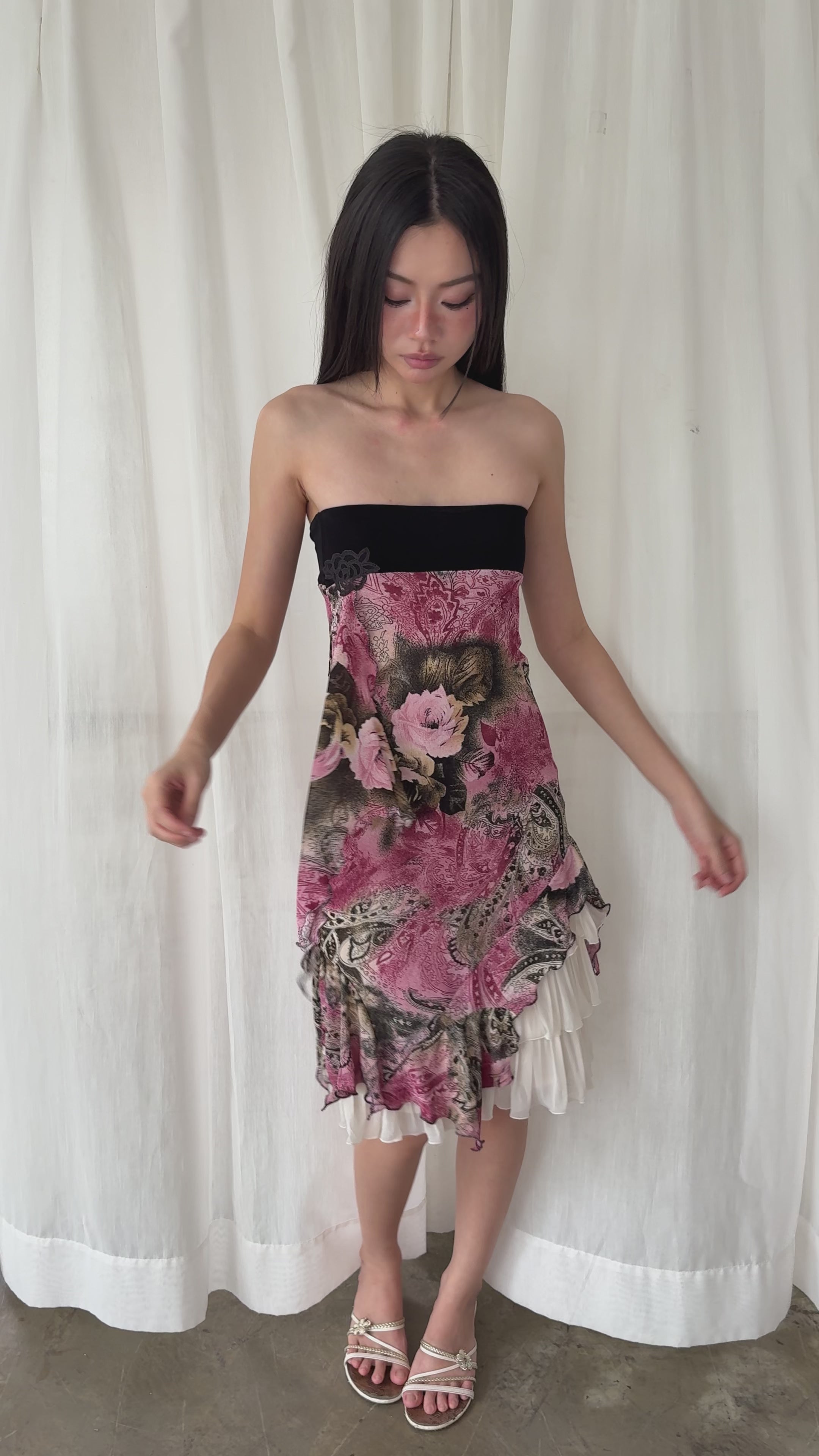 Floral layered tube top