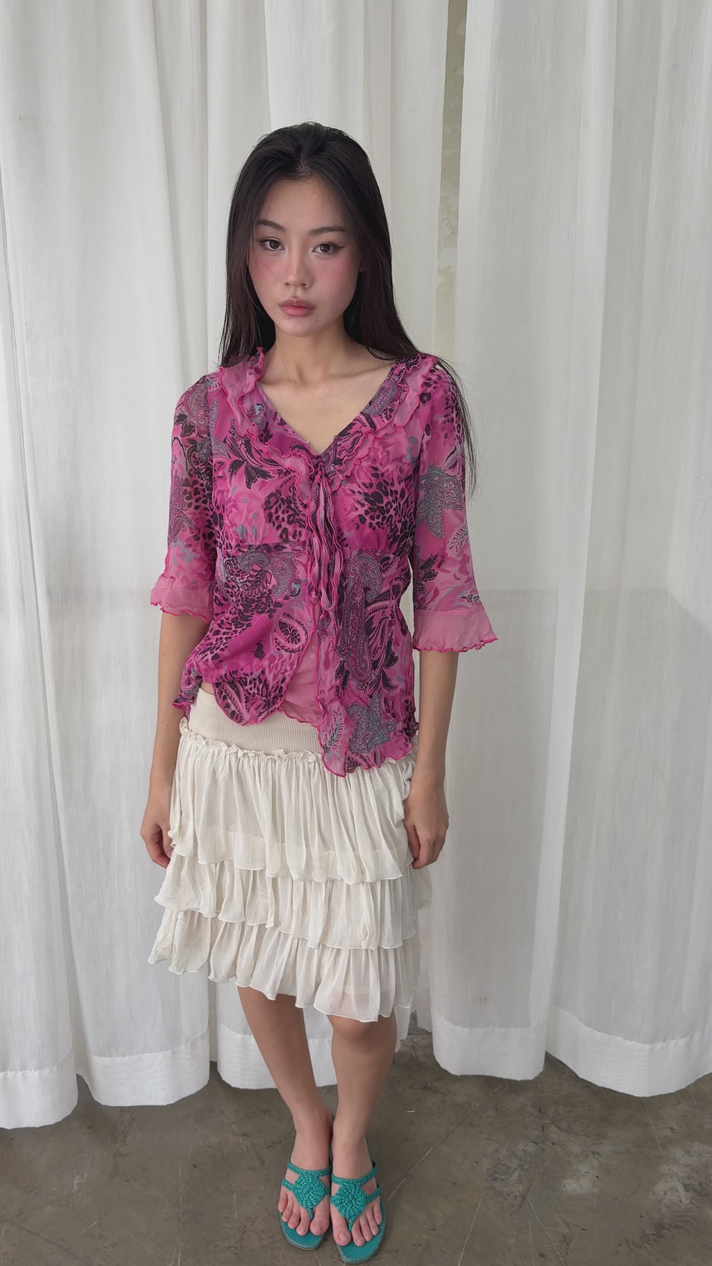 Silk leopard paisley top