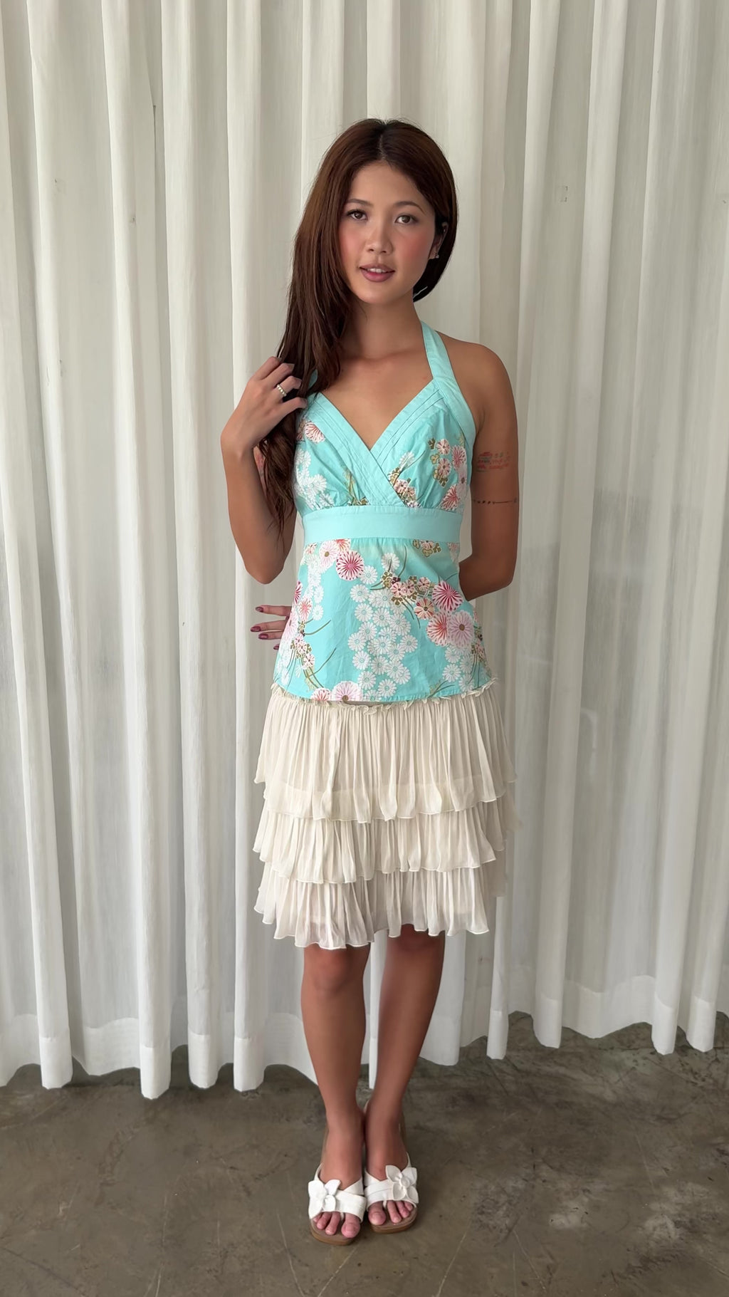 Blue blossom halter top