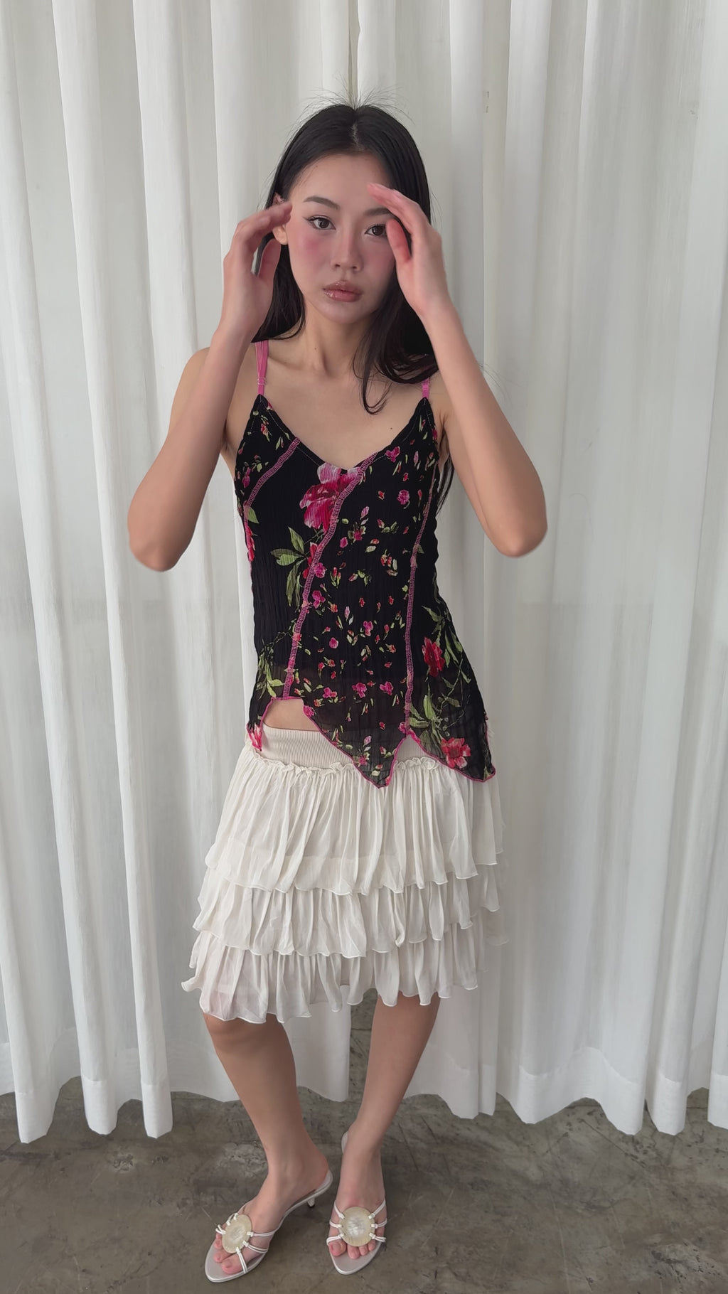 Floral asymmetrical camisole