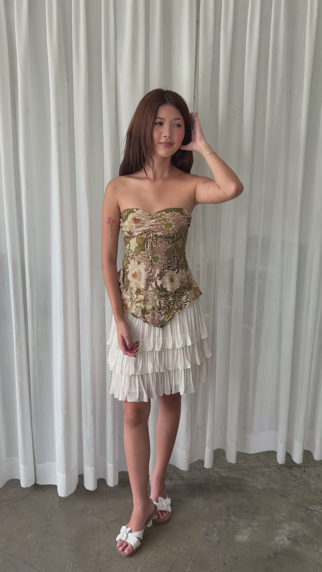 Olive floral tube top