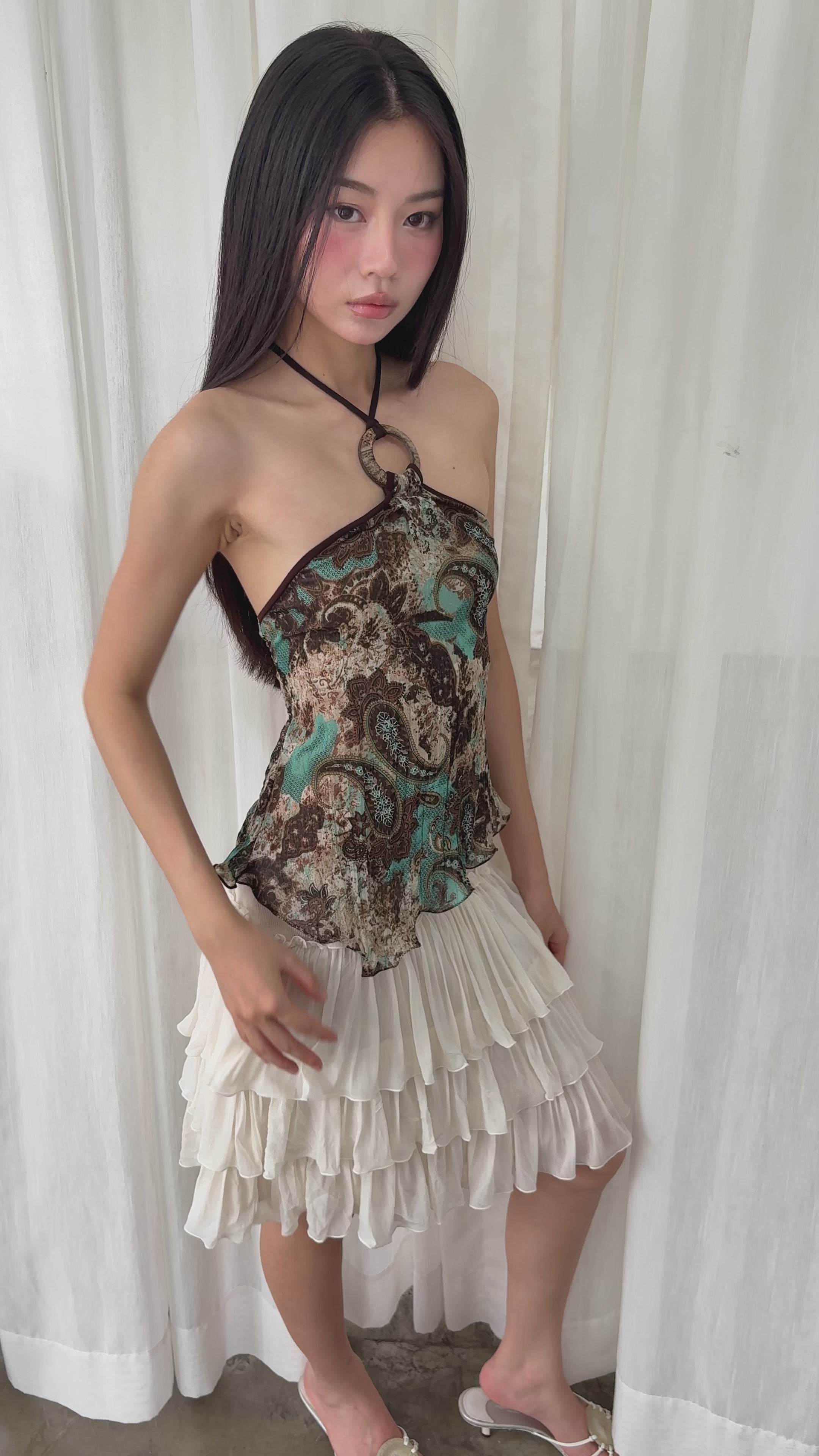 Paisley open back halter top