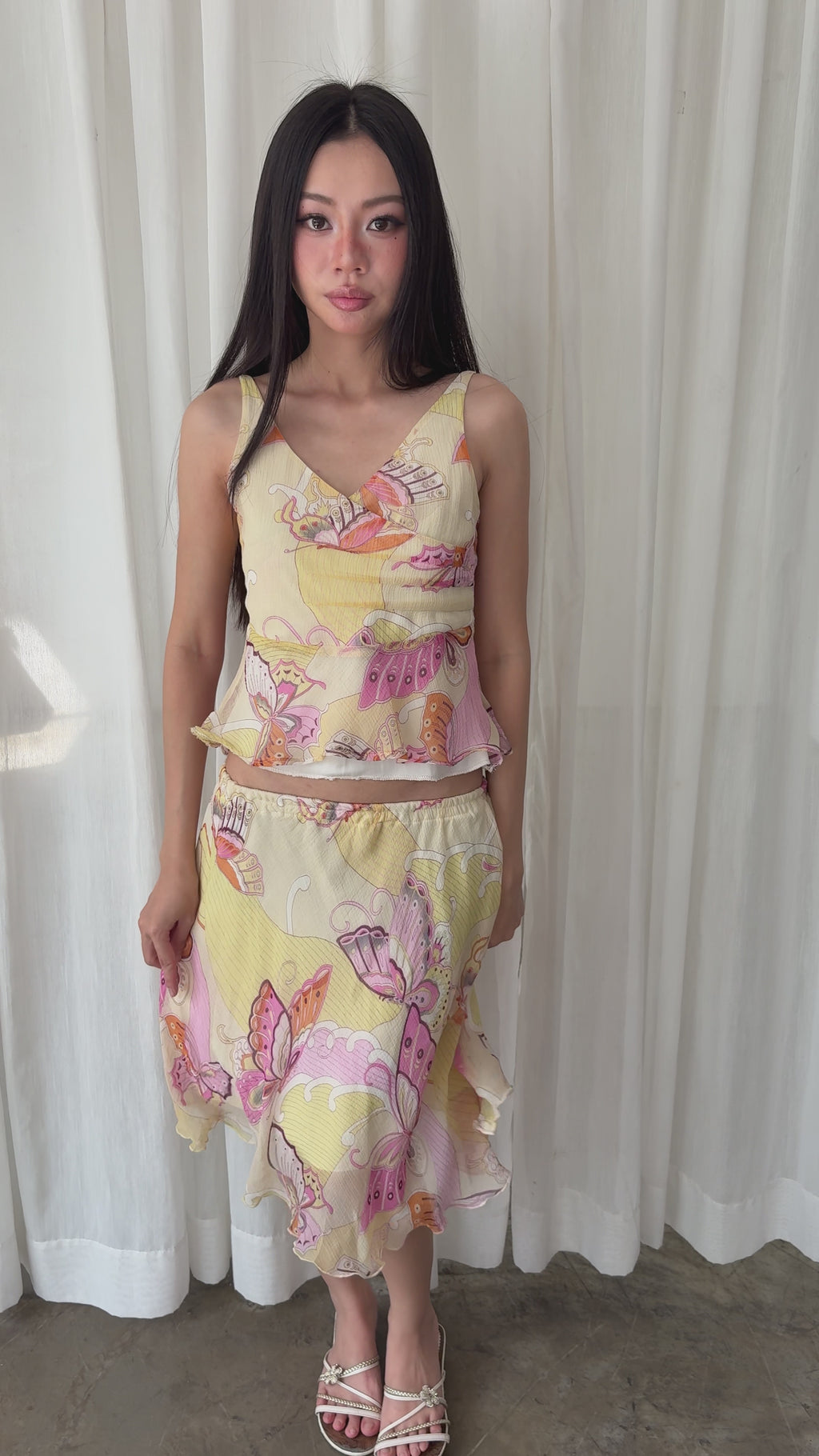 Butterfly garden silk set