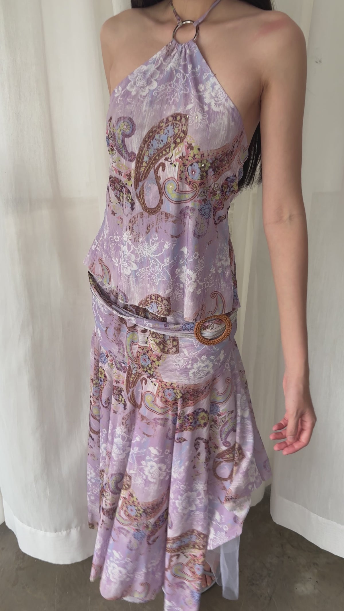 Lilac paisley halter set
