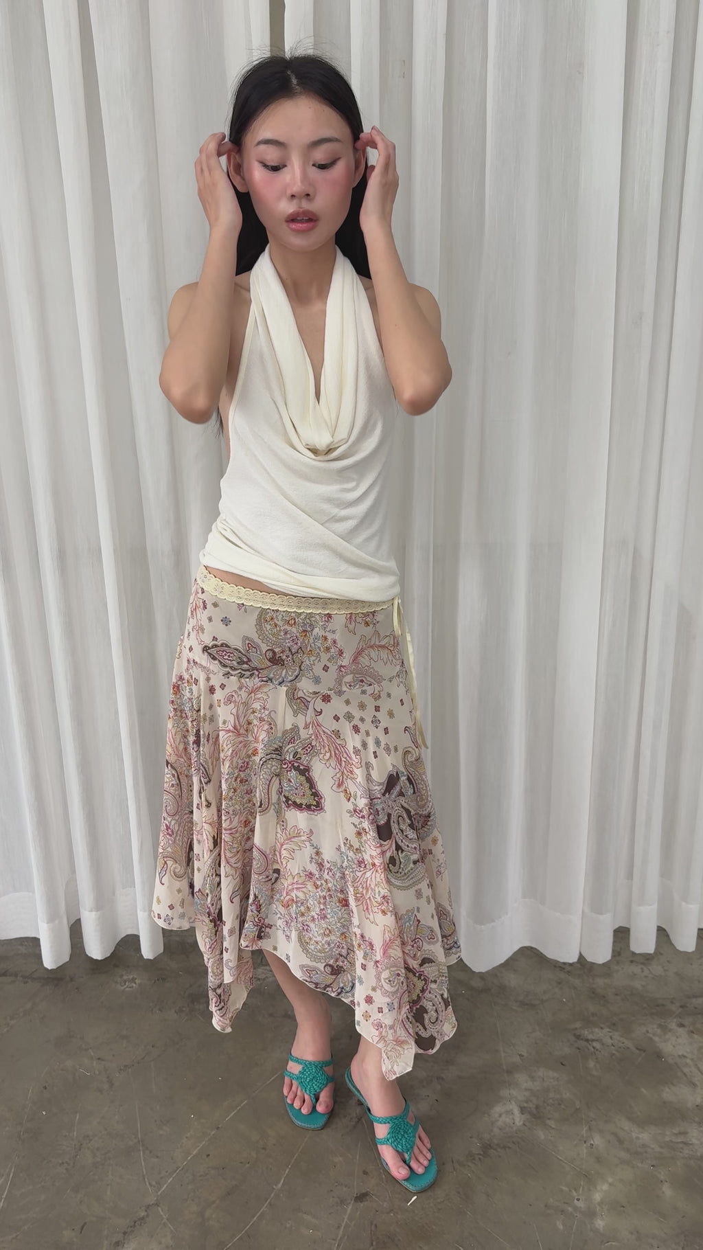 Cream paisley skirt