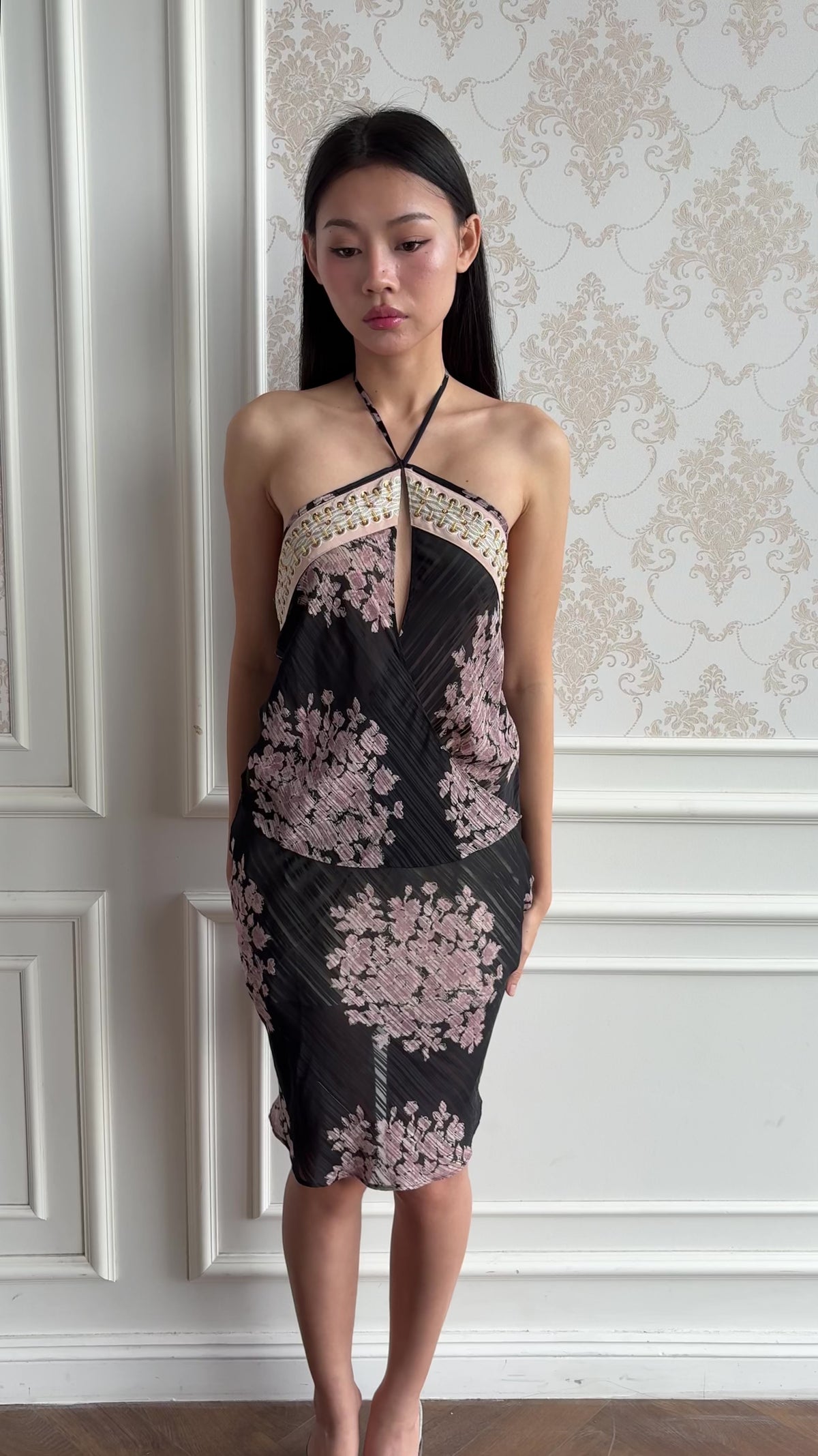 Sheer blossom midi dress