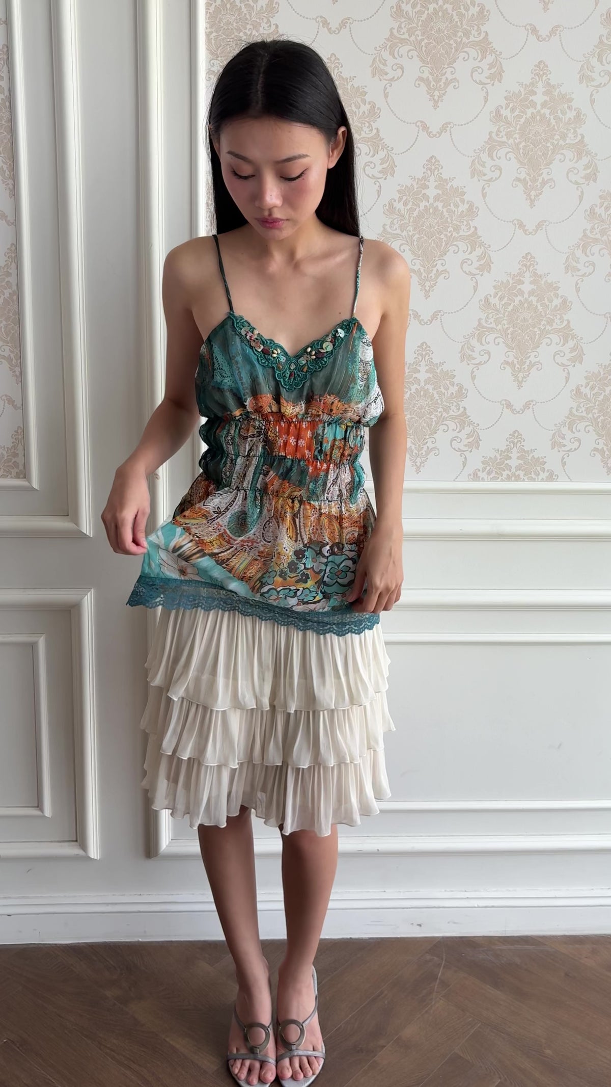 Turquoise beaded camisole