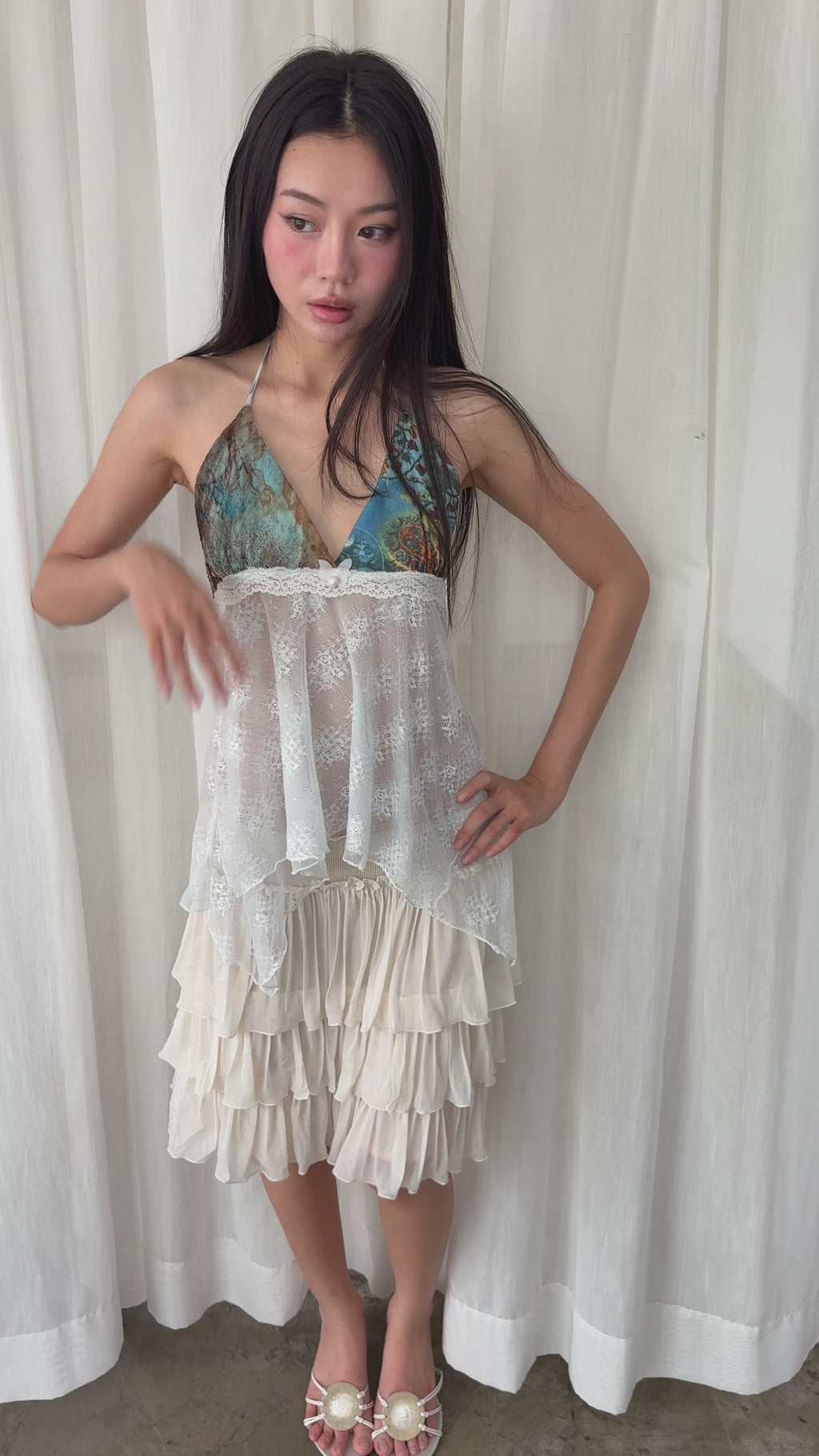 Sheer lace halter top