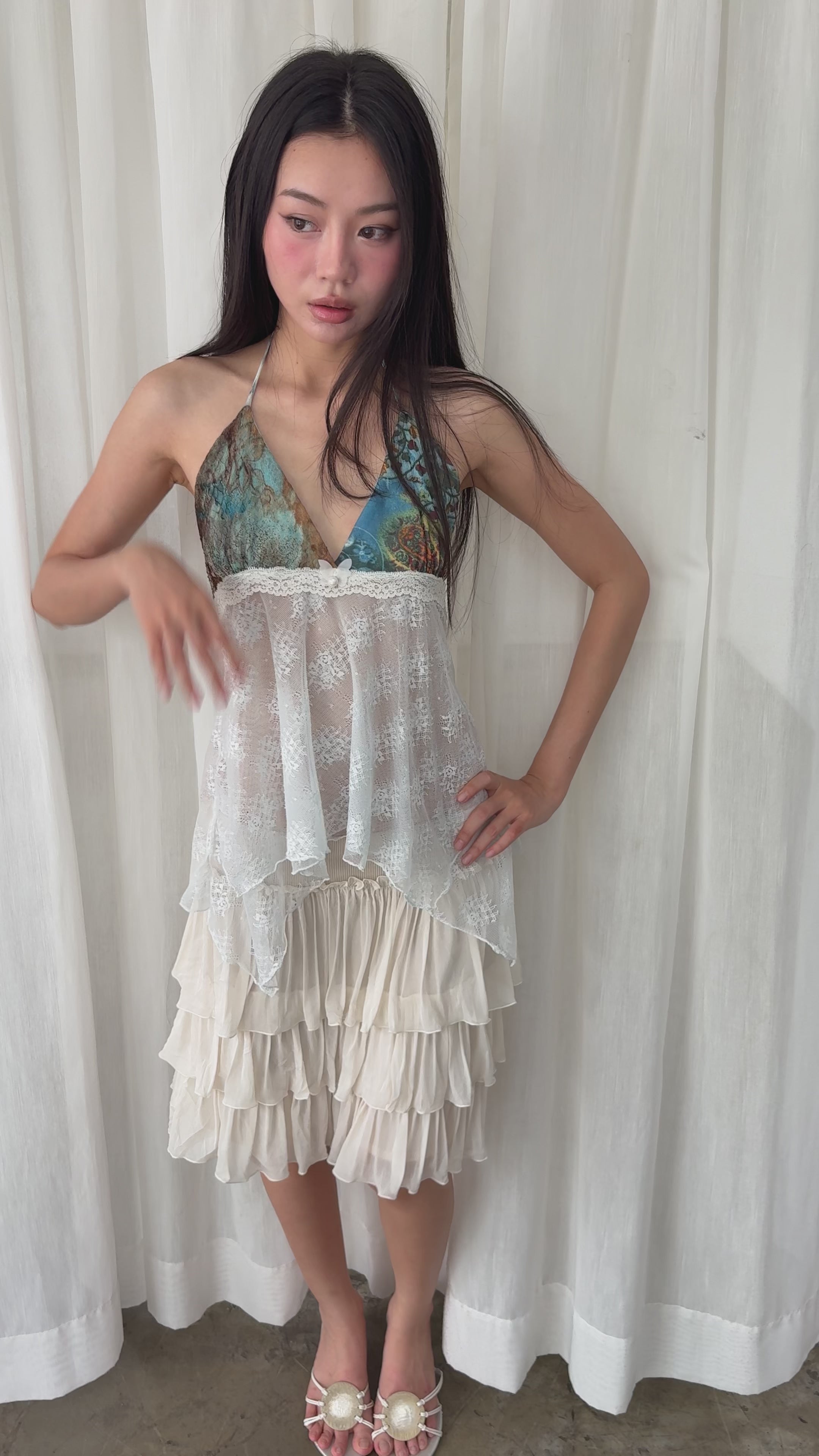 Sheer lace halter top