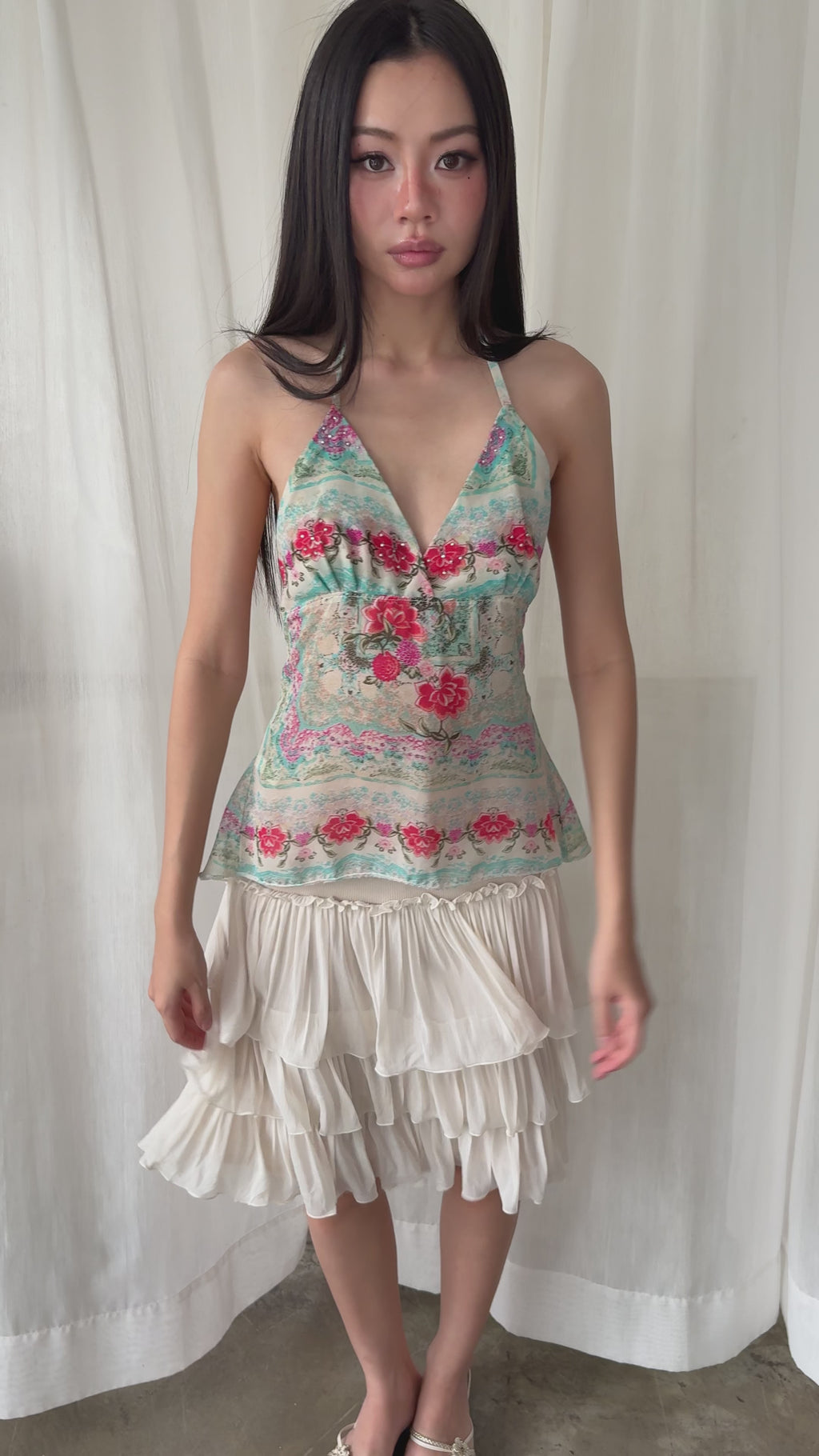 Open back floral top